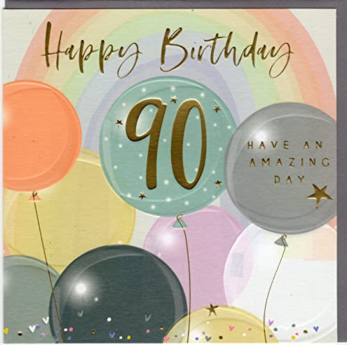 Belly Button Designs besondere Glückwunschkarte zum runden 90. Geburtstag mit Prägung, ideal auch für Geldgeschenk oder Gutschein. BE320 von Belly Button Designs