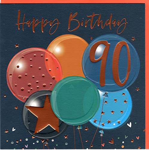 Belly Button Designs besondere Glückwunschkarte zum runden 90. Geburtstag mit Prägung, ideal auch für Geldgeschenk oder Gutschein. BM011 von Belly Button Designs
