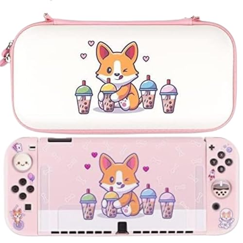 BelugaDesign Anime Switch Tragetasche | Pastel Hard Travel Shell Kompatibel mit Nintendo Switch | Netter Kawaii japanischer Mond (Rosa weiß) von BelugaDesign