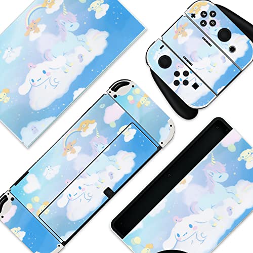 BelugaDesign Hund Anime Switch Skin | Niedlicher Pastell-Aufkleber, Vinyl-Aufkleber | Roll Kawaii Japanisches Zeichentrickspiel (Switch OLED, Blau) von BelugaDesign