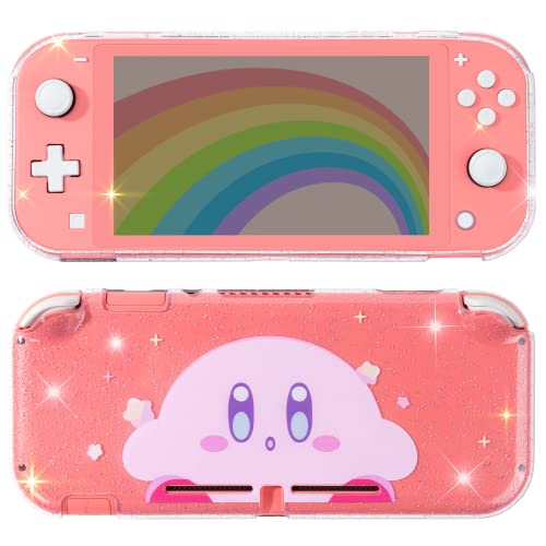 BelugaDesign Kirby Switch Schutzhülle Glitzer niedlich Kawaii Anime Videospiel Smash japanische Pastell-Abdeckung, kompatibel mit Nintendo Switch Lite (Switch Lite, Transparentes Rosa) von BelugaDesign