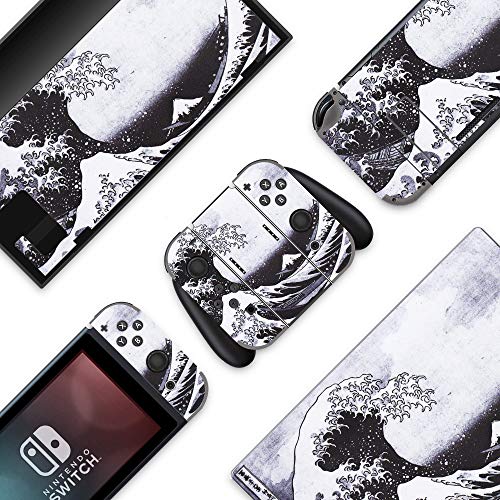 BelugaDesign Wellen Switch Skin | Cooler Aufkleber Wrap Vinyl Aufkleber | Malerei Japanisch Wasser Ozean Niedlich | Kompatibel mit Nintendo Switch (Switch Standard, Grau) von BelugaDesign