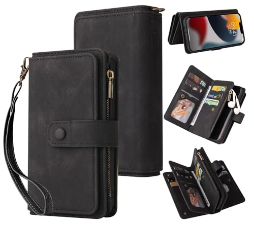 Belzsxy Handyhülle für Samsung Galaxy A56 Hülle,Flip Case Lederhülle Reißverschluss Magnetverschluss Brieftasche mit 15 Kartenfächern Standfuntion Retro Ledertasche-Schwarz Belzsxy Handyhülle für Samsung Galaxy A56 Hülle,Flip Case Lederhülle Reißverschluss Magnetverschluss Brieftasche mit 15 Kartenfächern Standfuntion Retro Ledertasche-Schwarz von Belzsxy
