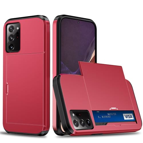 Belzsxy Handyhülle für Samsung Galaxy Note 20 Ultra Hülle, mit Kartenfach, Harte PC Stoßfest Robust Fallschutz Outdoor Militär Schutzhülle für Samsung Galaxy Note 20 Ultra (Rot) von Belzsxy