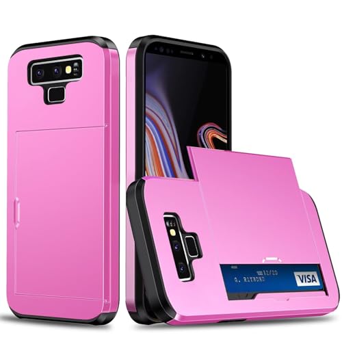 Belzsxy Handyhülle für Samsung Galaxy Note 9 Hülle, mit Kartenfach, Harte PC Stoßfest Robust Fallschutz Outdoor Militär Schutzhülle für Samsung Galaxy Note 9 (Pink) von Belzsxy