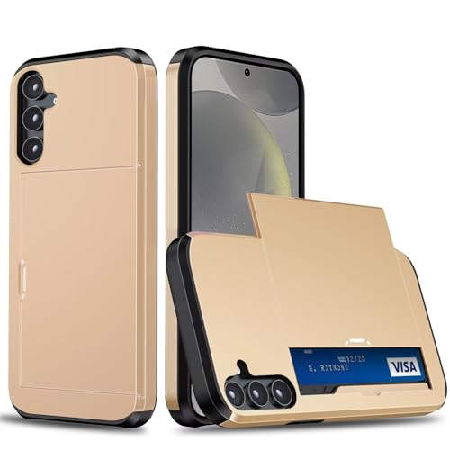 Belzsxy Handyhülle für Samsung Galaxy S24 FE Hülle, mit Kartenfach, Harte PC Stoßfest Robust Fallschutz Outdoor Militär Schutzhülle für Samsung Galaxy S24 FE (Goldene) von Belzsxy