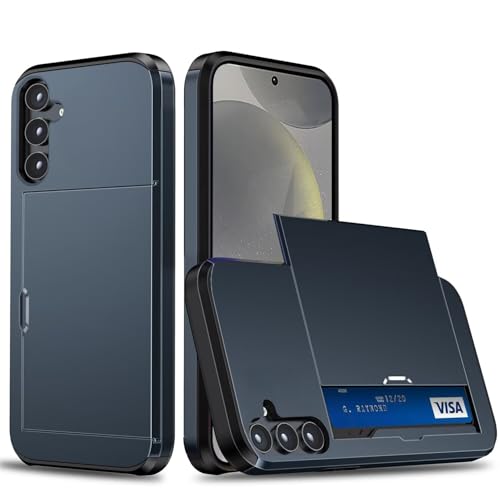 Belzsxy Handyhülle für Samsung Galaxy S24 FE Hülle, mit Kartenfach, Harte PC Stoßfest Robust Fallschutz Outdoor Militär Schutzhülle für Samsung Galaxy S24 FE (Marineblau) von Belzsxy