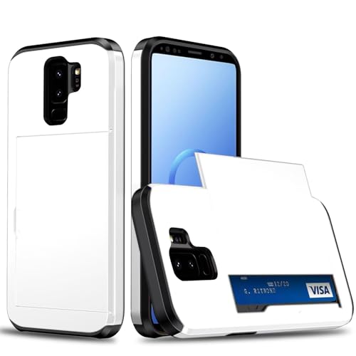 Belzsxy Handyhülle für Samsung Galaxy S9 Plus Hülle, mit Kartenfach, Harte PC Stoßfest Robust Fallschutz Outdoor Militär Schutzhülle für Samsung Galaxy S9 Plus (Weiß) von Belzsxy