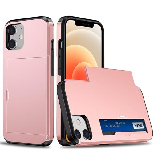 Belzsxy Handyhülle für iPhone 11 Hülle, mit Kartenfach, Harte PC Stoßfest Robust Fallschutz Outdoor Militär Schutzhülle für iPhone 11 (Roségold) von Belzsxy