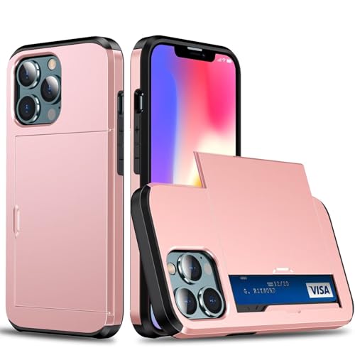 Belzsxy Handyhülle für iPhone 11 Pro Max Hülle, mit Kartenfach, Harte PC Stoßfest Robust Fallschutz Outdoor Militär Schutzhülle für iPhone 11 Pro Max (Roségold) von Belzsxy