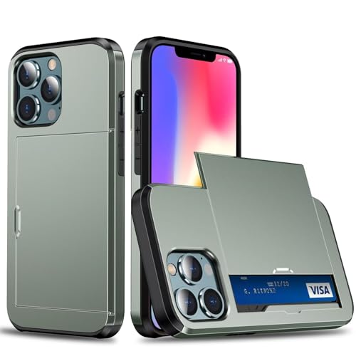 Belzsxy Handyhülle für iPhone 12/iPhone 12 Pro Hülle, mit Kartenfach, Harte PC Stoßfest Robust Fallschutz Outdoor Militär Schutzhülle für iPhone 12/iPhone 12 Pro (Armee grün) von Belzsxy
