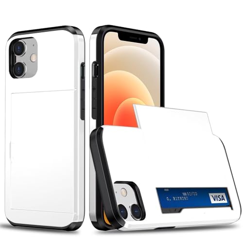 Belzsxy Handyhülle für iPhone 12 Mini/iPhone 13 Mini Hülle, mit Kartenfach, Harte PC Stoßfest Robust Fallschutz Outdoor Militär Schutzhülle für iPhone 12 Mini/iPhone 13 Mini (Weiß) von Belzsxy