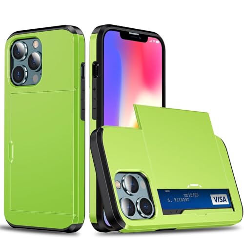 Belzsxy Handyhülle für iPhone 13 Pro Max Hülle, mit Kartenfach, Harte PC Stoßfest Robust Fallschutz Outdoor Militär Schutzhülle für iPhone 13 Pro Max (Grün) von Belzsxy