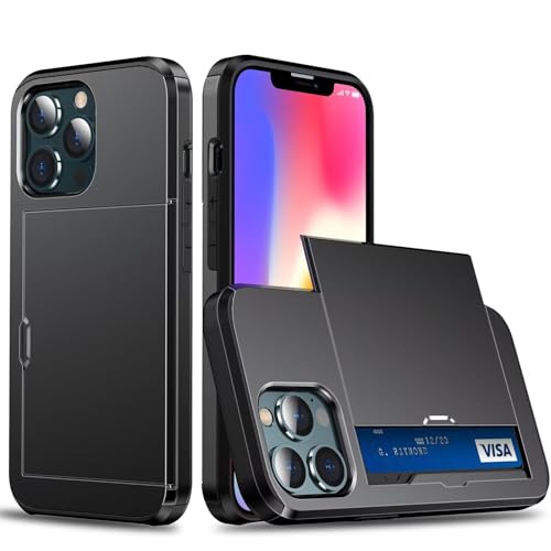 Belzsxy Handyhülle für iPhone 14 Pro Max Hülle, mit Kartenfach, Harte PC Stoßfest Robust Fallschutz Outdoor Militär Schutzhülle für iPhone 14 Pro Max (Schwarz) von Belzsxy