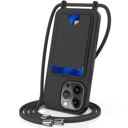Belzsxy Kompatibel mit iPhone 12/iPhone 12 Pro Hülle, mit Kartenfach, Handykette Hülle Silikon Seil Necklace Handyhülle mit Kordel Tasche TPU Bumper Schutzhülle für iPhone 12/iPhone 12 Pro - Schwarz Belzsxy Kompatibel mit iPhone 12/iPhone 12 Pro Hülle, mit Kartenfach, Handykette Hülle Silikon Seil Necklace Handyhülle mit Kordel Tasche TPU Bumper Schutzhülle für iPhone 12/iPhone 12 Pro - Schwarz von Belzsxy