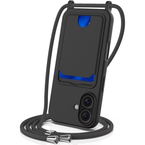 Belzsxy Kompatibel mit iPhone 16 Hülle, mit Kartenfach, Handykette Hülle Silikon Seil Necklace Handyhülle mit Kordel Tasche TPU Bumper Schutzhülle für iPhone 16 - Schwarz Belzsxy Kompatibel mit iPhone 16 Hülle, mit Kartenfach, Handykette Hülle Silikon Seil Necklace Handyhülle mit Kordel Tasche TPU Bumper Schutzhülle für iPhone 16 - Schwarz von Belzsxy