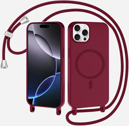 Belzsxy Magnetische Handykette für iPhone 11 Pro Hülle mit Band, Handyhülle Kompatibel mit MagSafe, Silikon Seil Necklace Handyhülle PU Stoßfest mit Abnehmbar Kordel zum Umhängen Case - Rot Belzsxy Magnetische Handykette für iPhone 11 Pro Hülle mit Band, Handyhülle Kompatibel mit MagSafe, Silikon Seil Necklace Handyhülle PU Stoßfest mit Abnehmbar Kordel zum Umhängen Case - Rot von Belzsxy