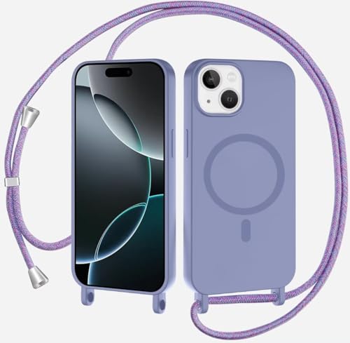 Belzsxy Magnetische Handykette für iPhone 14 Hülle mit Band, Handyhülle Kompatibel mit MagSafe, Silikon Seil Necklace Handyhülle PU Stoßfest mit Abnehmbar Kordel zum Umhängen Case - Lichtviolett Belzsxy Magnetische Handykette für iPhone 14 Hülle mit Band, Handyhülle Kompatibel mit MagSafe, Silikon Seil Necklace Handyhülle PU Stoßfest mit Abnehmbar Kordel zum Umhängen Case - Lichtviolett von Belzsxy