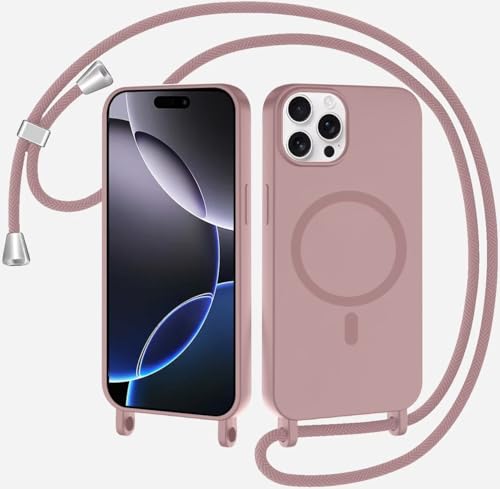 Belzsxy Magnetische Handykette für iPhone 14 Pro Max Hülle mit Band, Handyhülle Kompatibel mit MagSafe, Silikon Seil Necklace Handyhülle PU Stoßfest mit Abnehmbar Kordel zum Umhängen Case - Sandpulver Belzsxy Magnetische Handykette für iPhone 14 Pro Max Hülle mit Band, Handyhülle Kompatibel mit MagSafe, Silikon Seil Necklace Handyhülle PU Stoßfest mit Abnehmbar Kordel zum Umhängen Case - Sandpulver von Belzsxy