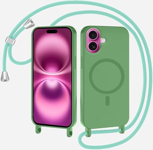 Belzsxy Magnetische Handykette für iPhone 16 Plus Hülle mit Band, Handyhülle Kompatibel mit MagSafe, Silikon Seil Necklace Handyhülle PU Stoßfest mit Abnehmbar Kordel zum Umhängen Case - Matcha grün Belzsxy Magnetische Handykette für iPhone 16 Plus Hülle mit Band, Handyhülle Kompatibel mit MagSafe, Silikon Seil Necklace Handyhülle PU Stoßfest mit Abnehmbar Kordel zum Umhängen Case - Matcha grün von Belzsxy