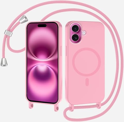 Belzsxy Magnetische Handykette für iPhone 16 Plus Hülle mit Band, Handyhülle Kompatibel mit MagSafe, Silikon Seil Necklace Handyhülle PU Stoßfest mit Abnehmbar Kordel zum Umhängen Case - Rosa Belzsxy Magnetische Handykette für iPhone 16 Plus Hülle mit Band, Handyhülle Kompatibel mit MagSafe, Silikon Seil Necklace Handyhülle PU Stoßfest mit Abnehmbar Kordel zum Umhängen Case - Rosa von Belzsxy