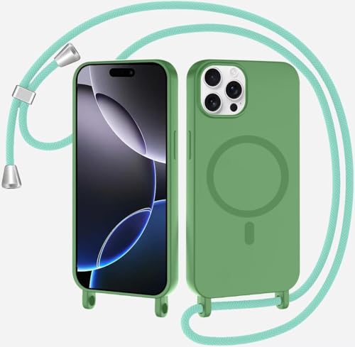 Belzsxy Magnetische Handykette für iPhone 16 Pro Hülle mit Band, Handyhülle Kompatibel mit MagSafe, Silikon Seil Necklace Handyhülle PU Stoßfest mit Abnehmbar Kordel zum Umhängen Case - Matcha grün Belzsxy Magnetische Handykette für iPhone 16 Pro Hülle mit Band, Handyhülle Kompatibel mit MagSafe, Silikon Seil Necklace Handyhülle PU Stoßfest mit Abnehmbar Kordel zum Umhängen Case - Matcha grün von Belzsxy