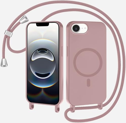 Belzsxy Magnetische Handykette für iPhone 16E/iPhone SE4 2025 Hülle mit Band, Handyhülle Kompatibel mit MagSafe, Silikon Seil Necklace Handyhülle mit Abnehmbar Kordel zum Umhängen Case - Sandpulver Belzsxy Magnetische Handykette für iPhone 16E/iPhone SE4 2025 Hülle mit Band, Handyhülle Kompatibel mit MagSafe, Silikon Seil Necklace Handyhülle mit Abnehmbar Kordel zum Umhängen Case - Sandpulver von Belzsxy