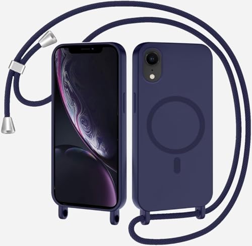Belzsxy Magnetische Handykette für iPhone XR Hülle mit Band, Handyhülle Kompatibel mit MagSafe, Silikon Seil Necklace Handyhülle PU Stoßfest mit Abnehmbar Kordel zum Umhängen Case - Dunkelblau Belzsxy Magnetische Handykette für iPhone XR Hülle mit Band, Handyhülle Kompatibel mit MagSafe, Silikon Seil Necklace Handyhülle PU Stoßfest mit Abnehmbar Kordel zum Umhängen Case - Dunkelblau von Belzsxy