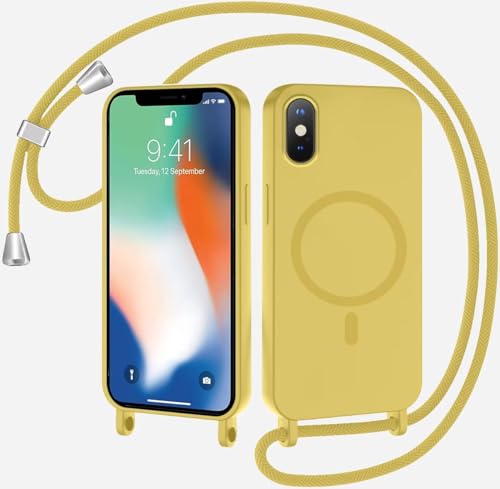 Belzsxy Magnetische Handykette für iPhone XS Max Hülle mit Band, Handyhülle Kompatibel mit MagSafe, Silikon Seil Necklace Handyhülle PU Stoßfest mit Abnehmbar Kordel zum Umhängen Case - Zitronengelb Belzsxy Magnetische Handykette für iPhone XS Max Hülle mit Band, Handyhülle Kompatibel mit MagSafe, Silikon Seil Necklace Handyhülle PU Stoßfest mit Abnehmbar Kordel zum Umhängen Case - Zitronengelb von Belzsxy