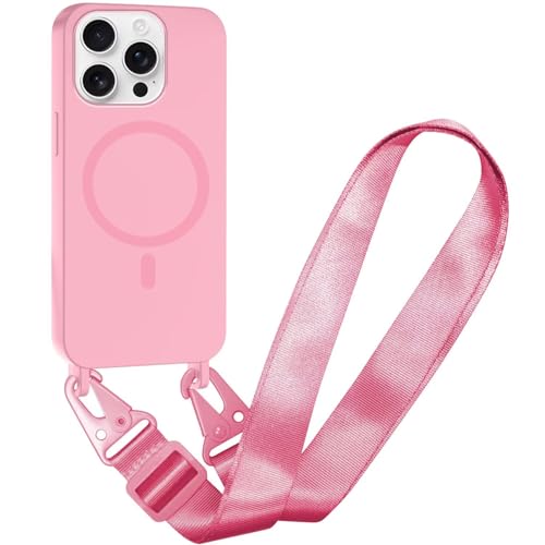 Belzsxy Silikon Magnetische Handykette für iPhone 11 Pro Max Necklace Hülle mit Band, Verstellbarer Halskette Handyhülle, Handyhülle für zum Umhängen, Case mit Schnur für iPhone 11 Pro Max,Rosa von Belzsxy
