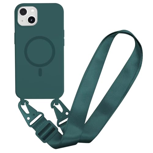 Silikon Magnetische Handykette für iPhone 15 Pro Max Necklace Hülle mit Band, Verstellbarer Halskette Handyhülle, Handyhülle für zum Umhängen,Case mit Schnur für iPhone 15 Pro Max,Dunkel grün Silikon Magnetische Handykette für iPhone 15 Pro Max Necklace Hülle mit Band, Verstellbarer Halskette Handyhülle, Handyhülle für zum Umhängen,Case mit Schnur für iPhone 15 Pro Max,Dunkel grün von Belzsxy