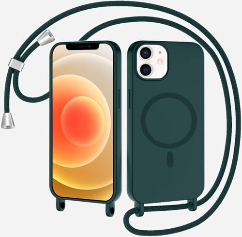 Magnetische Handykette für iPhone 11 Hülle mit Band, Handyhülle Kompatibel mit MagSafe, Silikon Seil Necklace Handyhülle PU Stoßfest mit Abnehmbar Kordel zum Umhängen Case iPhone 11 - Dunkelgrün Magnetische Handykette für iPhone 11 Hülle mit Band, Handyhülle Kompatibel mit MagSafe, Silikon Seil Necklace Handyhülle PU Stoßfest mit Abnehmbar Kordel zum Umhängen Case iPhone 11 - Dunkelgrün von Belzsxy