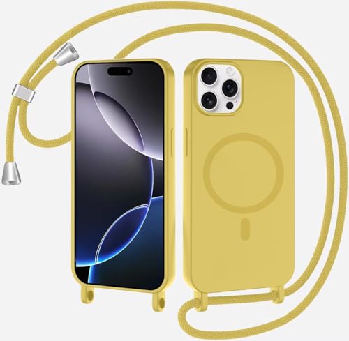Magnetische Handykette für iPhone 11 Pro Max Hülle mit Band, Handyhülle Kompatibel mit MagSafe, Silikon Seil Necklace Handyhülle PU Stoßfest mit Abnehmbar Kordel zum Umhängen Case - Zitronengelb Magnetische Handykette für iPhone 11 Pro Max Hülle mit Band, Handyhülle Kompatibel mit MagSafe, Silikon Seil Necklace Handyhülle PU Stoßfest mit Abnehmbar Kordel zum Umhängen Case - Zitronengelb von Belzsxy