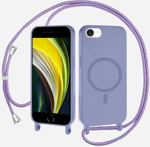 Magnetische Handykette für iPhone 6/7/8/SE 2020 Hülle mit Band,Handyhülle Kompatibel mit MagSafe,Silikon Seil Necklace Handyhülle PU Stoßfest mit Abnehmbar Kordel zum Umhängen Case -Lichtviolett Magnetische Handykette für iPhone 6/7/8/SE 2020 Hülle mit Band,Handyhülle Kompatibel mit MagSafe,Silikon Seil Necklace Handyhülle PU Stoßfest mit Abnehmbar Kordel zum Umhängen Case -Lichtviolett von Belzsxy
