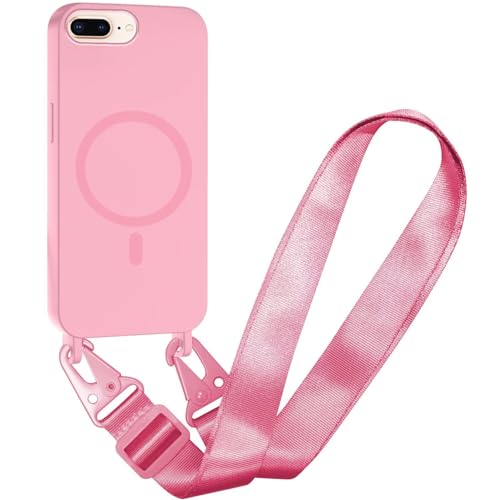Silikon Magnetische Handykette für iPhone 6 Plus/iPhone 7/8 Plus Necklace Hülle mit Band, Verstellbarer Halskette Handyhülle, Handyhülle für zum Umhängen, Case mit Schnur für iPhone 6/7/8 Plus,Rosa von Belzsxy
