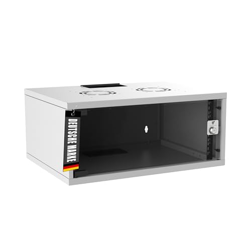 Bemacom Netzwerkschrank - Serverschrank 19 Zoll 4HE - Server-Racks für Wandmontage - EDV-Gehäuse mit Traglast 60kg - 400 x 540 x 236 mm Grau von Bemacom