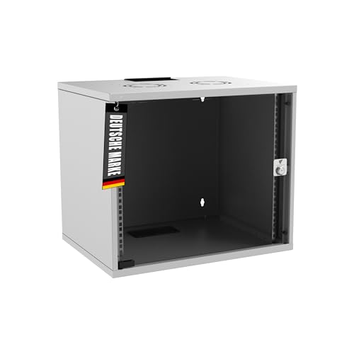 Bemacom Netzwerkschrank - Serverschrank 19 Zoll 9HE - Server-Racks für Wandmontage - EDV-Gehäuse mit Traglast 60kg - 400 x 540 x 460 mm Grau von Bemacom