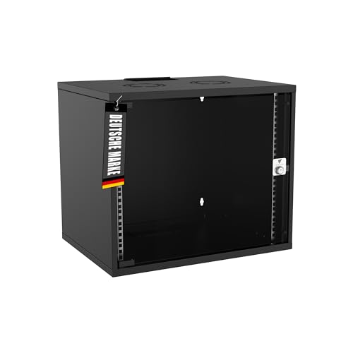Bemacom 19" Netzwerkschrank 9U Serverschrank Server-Racks mit Glastür, abschließbar inkl. Kabelführung für die Wandmontage Rack - T: 400 - B: 540 - H: 460 - TRAGLAST: 60kg - Farbe: Schwarz Bemacom 19" Netzwerkschrank 9U Serverschrank Server-Racks mit Glastür, abschließbar inkl. Kabelführung für die Wandmontage Rack - T: 400 - B: 540 - H: 460 - TRAGLAST: 60kg - Farbe: Schwarz von Bemacom