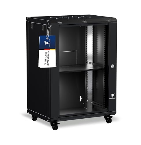 Bemacom Netzwerkschrank 19 Zoll (Schwarz (RAL 7005), 16U - 600 x 450 x 785) von Bemacom