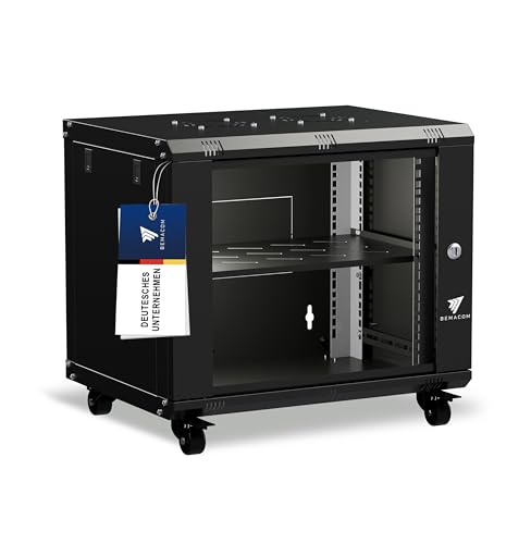 Bemacom Netzwerkschrank 19 Zoll (Schwarz (RAL 7005), 9U - 600 x 450 x 474) von Bemacom