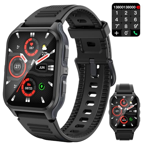 Smartwatch für Herren, 4,6 cm (1,8 Zoll), Outdoor-Sport-Smartwatch mit Annehmen/Tätigen von Anrufen, Fitness-Uhr, B-Blut-Sauerstoff, Herzratten- und S-Leep-Monitor, kompatibel mit iPhone und von Bemtava