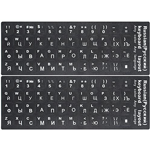 Russische Tastaturaufkleber 2pcs Computertastaturaufkleber Weiße Schriftzug Schwarzem Hintergrund Für Laptop -Desktop -pc -Tastatur von Bemvp