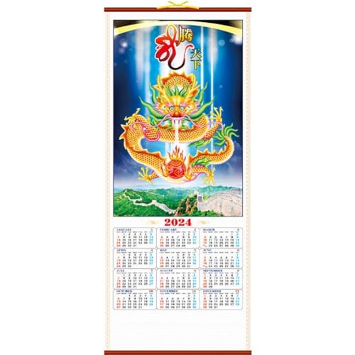 Wandkalender 2024 Jahr des Drachen Hängekalender traditioneller chinesischer Kalender Monatskalender für das Heimbüro von Bemvp