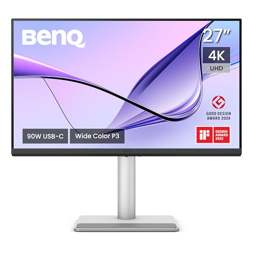 BenQ MA270U 27 Zoll 4K 3840x2160 Monitor für MacBook Pro/Air, Dual USB-C, 90W-Stromversorgung, Mac Color Match, USB-Hub, Helligkeits- und Lautstärkeregelung auf Mac, Verstellbarer Fuß, P3-Farbraum BenQ MA270U 27 Zoll 4K 3840x2160 Monitor für MacBook Pro/Air, Dual USB-C, 90W-Stromversorgung, Mac Color Match, USB-Hub, Helligkeits- und Lautstärkeregelung auf Mac, Verstellbarer Fuß, P3-Farbraum von BenQ
