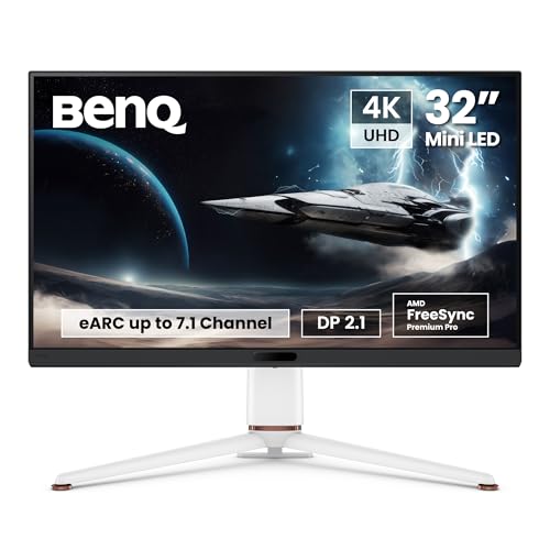 BenQ MOBIUZ EX321UX 32 Gaming Monitor mit Mini LED 4K eARC 144Hz und 1ms DP2.1, USB-C, HDMI 2.1, 99% P3 & Adobe RGB, DisplayHDR 1000, Freesync Premium Pro, KVM, AI Pixsoul Engine, Fernbedienung von BenQ