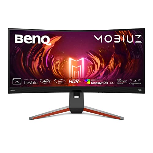 BenQ MOBIUZ EX3410R Curved Gaming Monitor (34 Zoll, Ultrawide, WQHD, 144 Hz, 1ms, HDR 400, FreeSync Premium Pro, Fernbedienung), Gray von BenQ