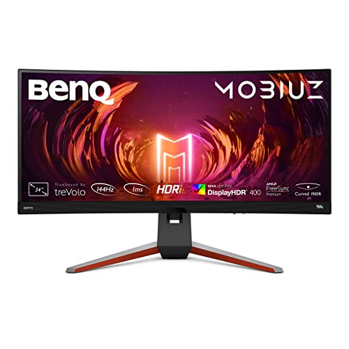BenQ Mobiuz EX3415R HDRi IPS 21:9 Ultrawide Curved SimRacing Monitor, HDR, 144Hz, 1ms MPRT, FreeSync, 1900R, Built-in 2.1 Channel Speakers, Game Modes, Remote Control, Schwarz, 34 Zoll (WQHD) von BenQ