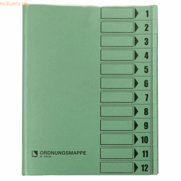 Bene Ordnungsmappe 83800GN DIN A4 12 Fächer grün Bene Ordnungsmappe 83800GN DIN A4 12 Fächer grün von Bene