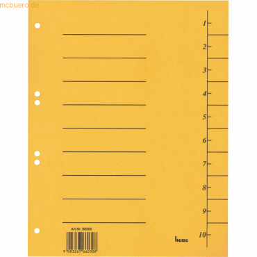 Bene Trennblätter A4 Karton 210g/qm gelb VE=50 Blatt von Bene