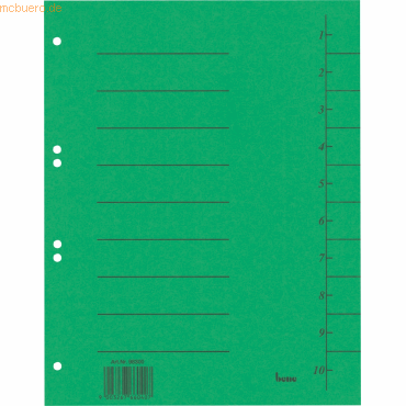 Bene Trennblätter A4 Karton 210g/qm grün VE=50 Blatt von Bene